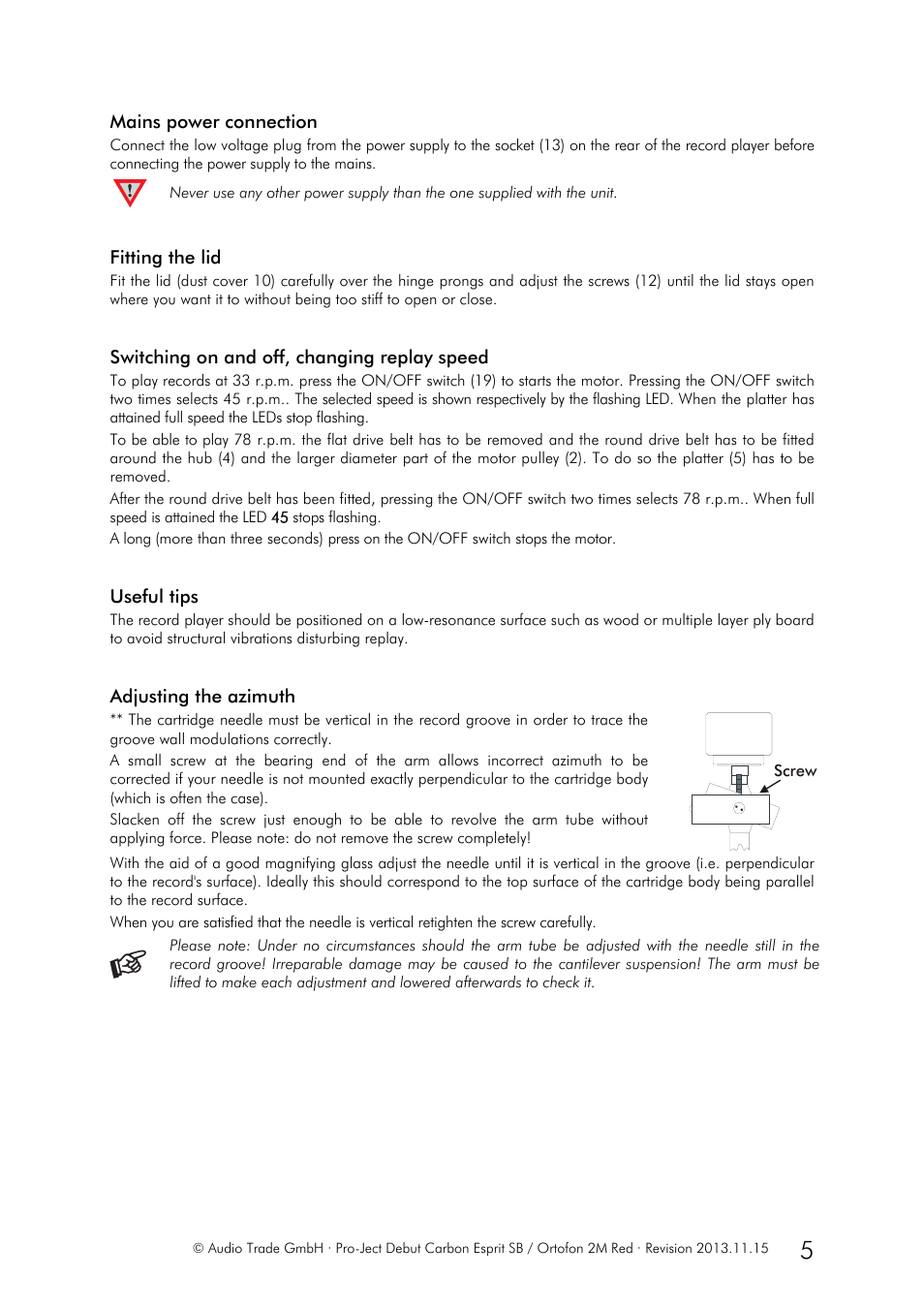 Pro-Ject Audio Systems Pro-Ject Debut Carbon Esprit SB (DC) User Manual | Page 5 / 8