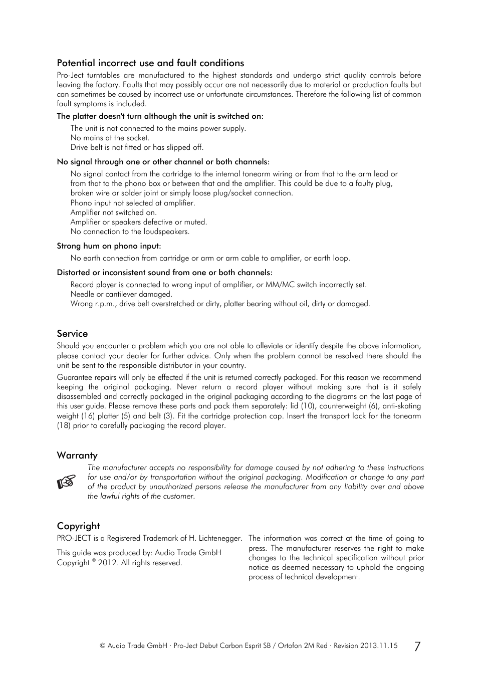 Pro-Ject Audio Systems Pro-Ject Debut Carbon Esprit SB (DC) User Manual | Page 7 / 8