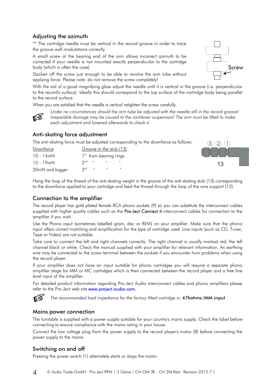 Pro-Ject Audio Systems Pro-Ject RPM 1.3 Genie User Manual | Page 4 / 7