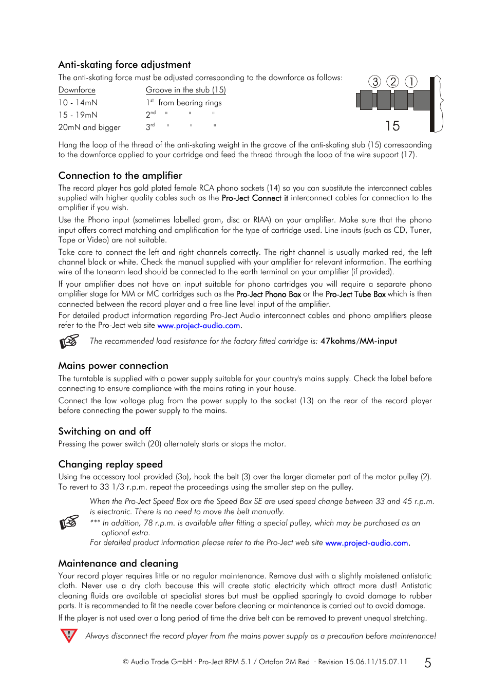 Pro-Ject Audio Systems Pro-Ject RPM 5.1 User Manual | Page 5 / 8