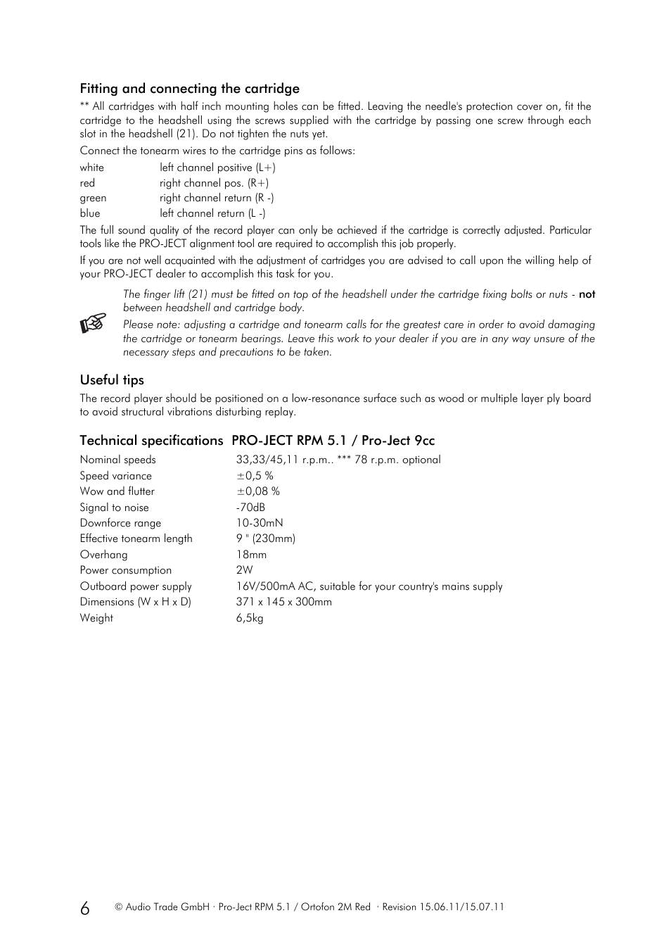 Pro-Ject Audio Systems Pro-Ject RPM 5.1 User Manual | Page 6 / 8
