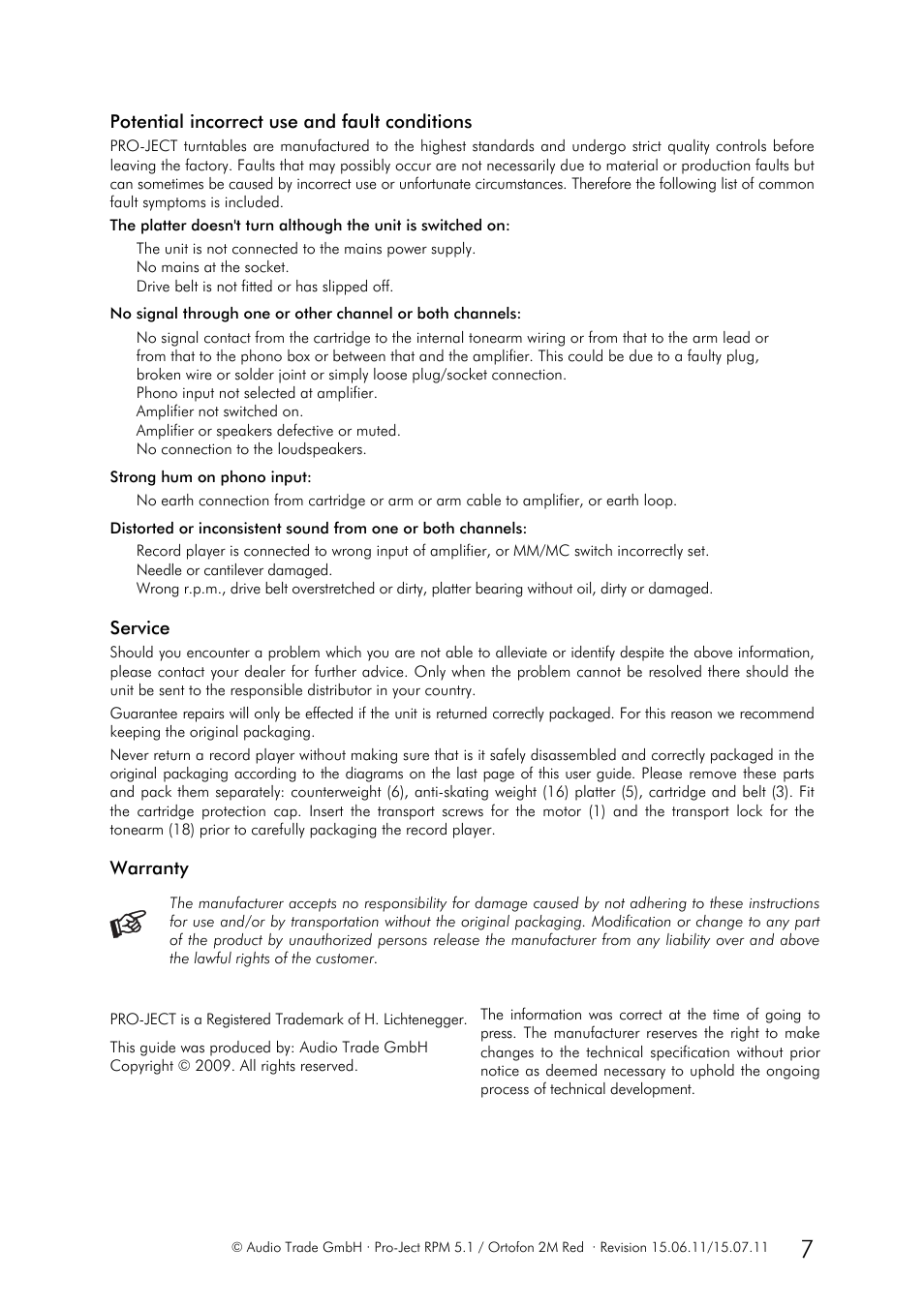 Pro-Ject Audio Systems Pro-Ject RPM 5.1 User Manual | Page 7 / 8