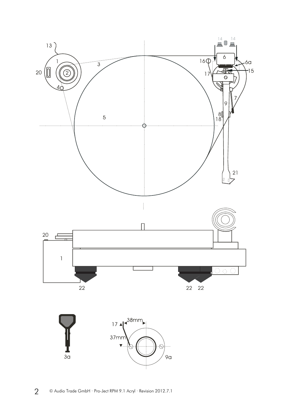 Pro-Ject Audio Systems Pro-Ject RPM 9.1 Acryl User Manual | Page 2 / 8