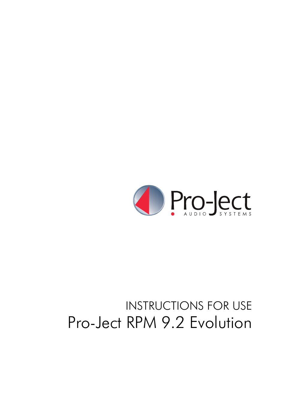 Pro-Ject Audio Systems Pro-Ject RPM 9.2 Evolution User Manual | 8 pages