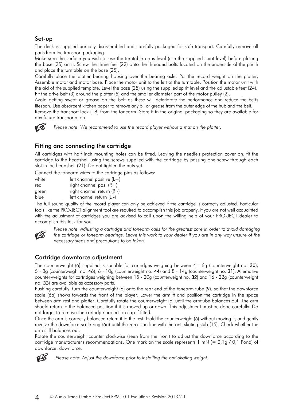 Pro-Ject Audio Systems Pro-Ject RPM 10.1 Evolution User Manual | Page 4 / 8