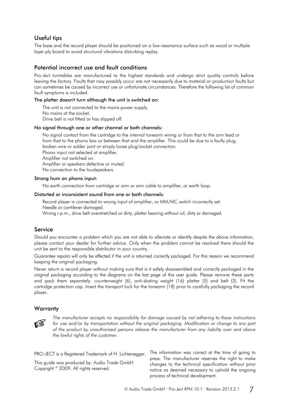 Pro-Ject Audio Systems Pro-Ject RPM 10.1 Evolution User Manual | Page 7 / 8