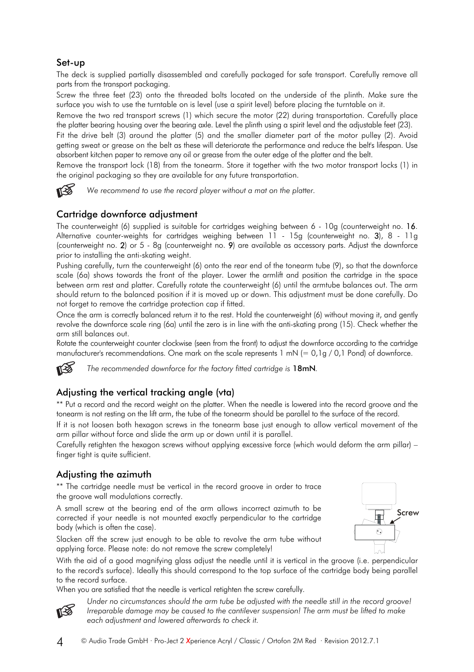 Pro-Ject Audio Systems Pro-Ject 2Xperience Acryl User Manual | Page 4 / 8