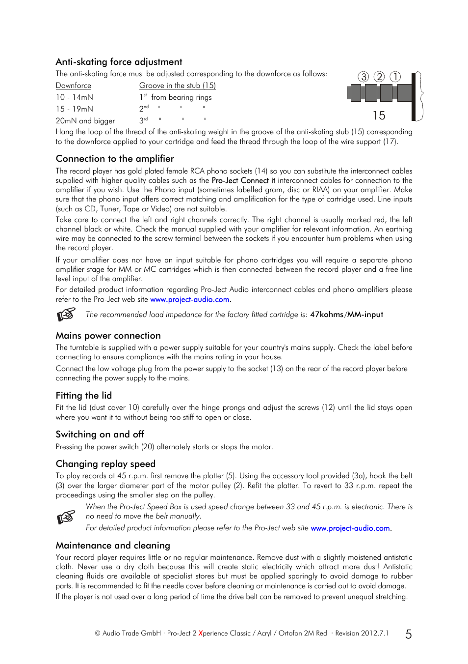 Pro-Ject Audio Systems Pro-Ject 2Xperience Acryl User Manual | Page 5 / 8