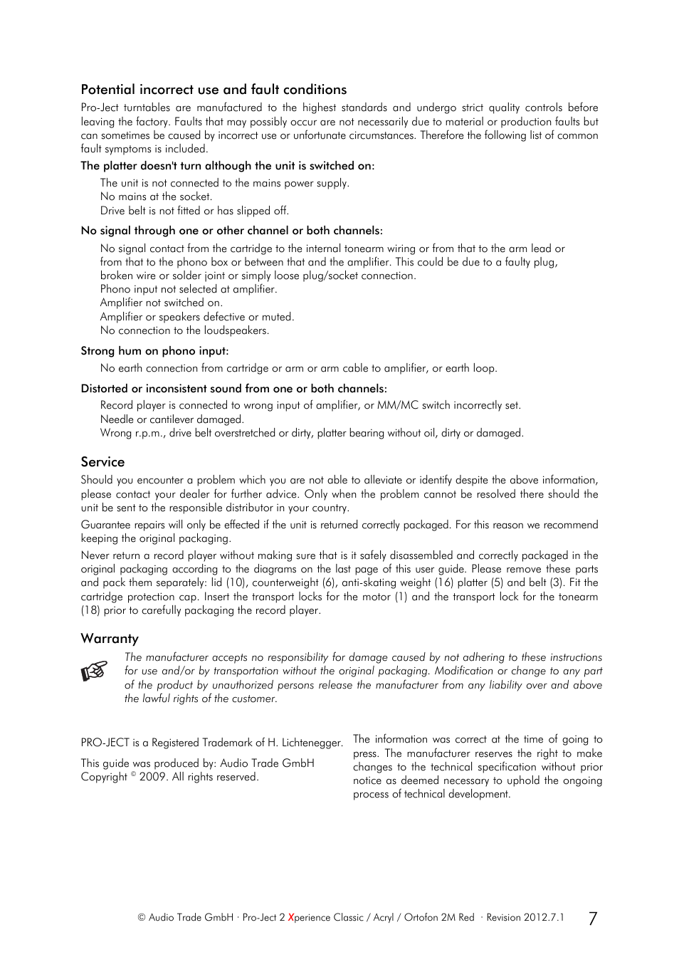 Pro-Ject Audio Systems Pro-Ject 2Xperience Acryl User Manual | Page 7 / 8