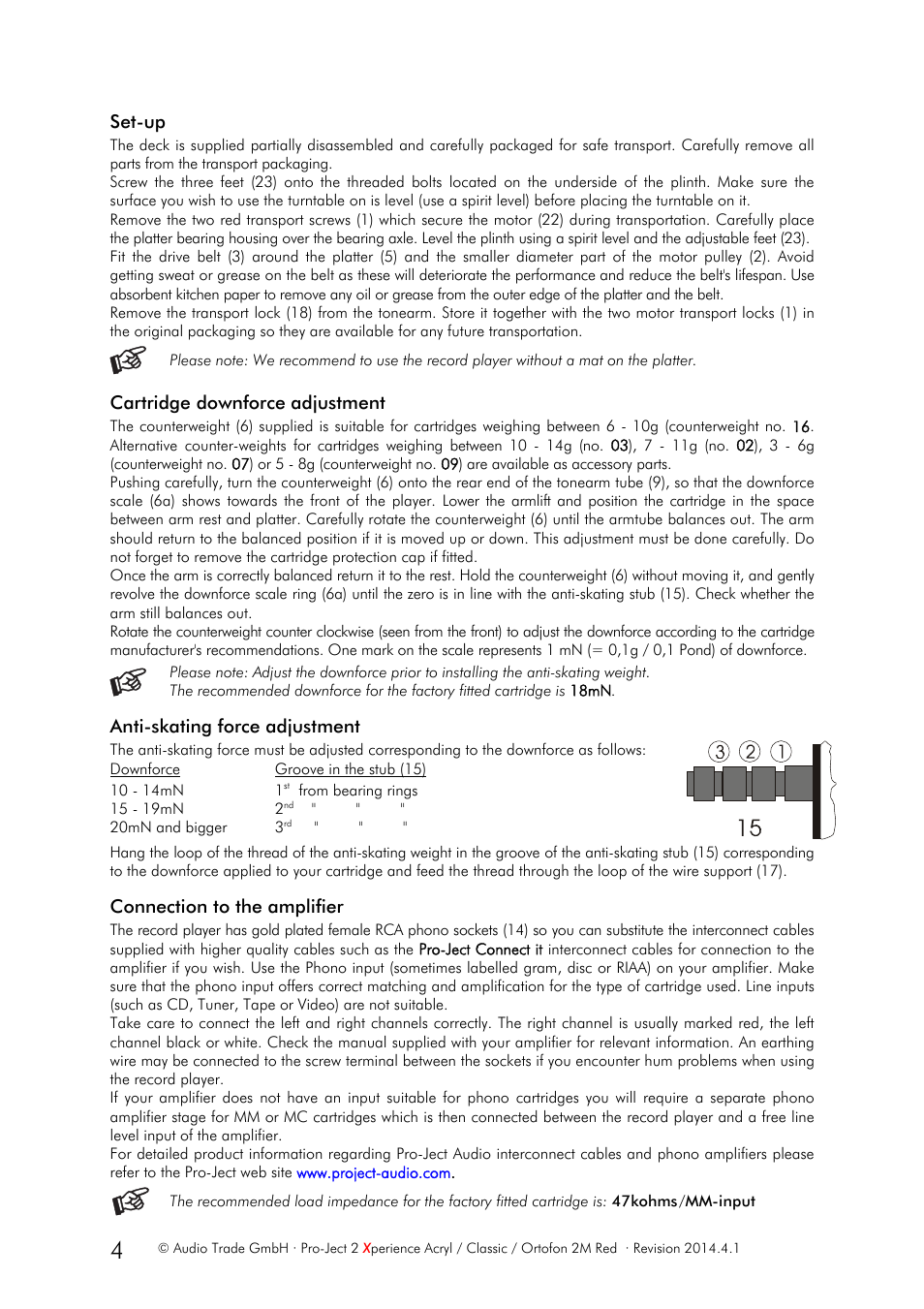 Pro-Ject Audio Systems Pro-Ject 2Xperience Classic User Manual | Page 4 / 8