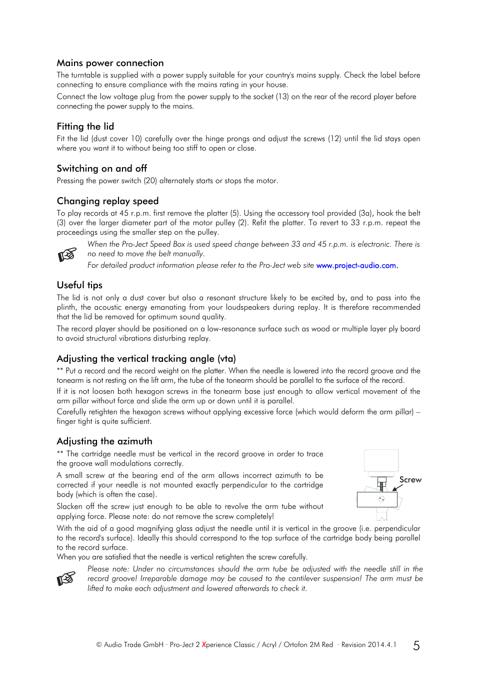 Pro-Ject Audio Systems Pro-Ject 2Xperience Classic User Manual | Page 5 / 8