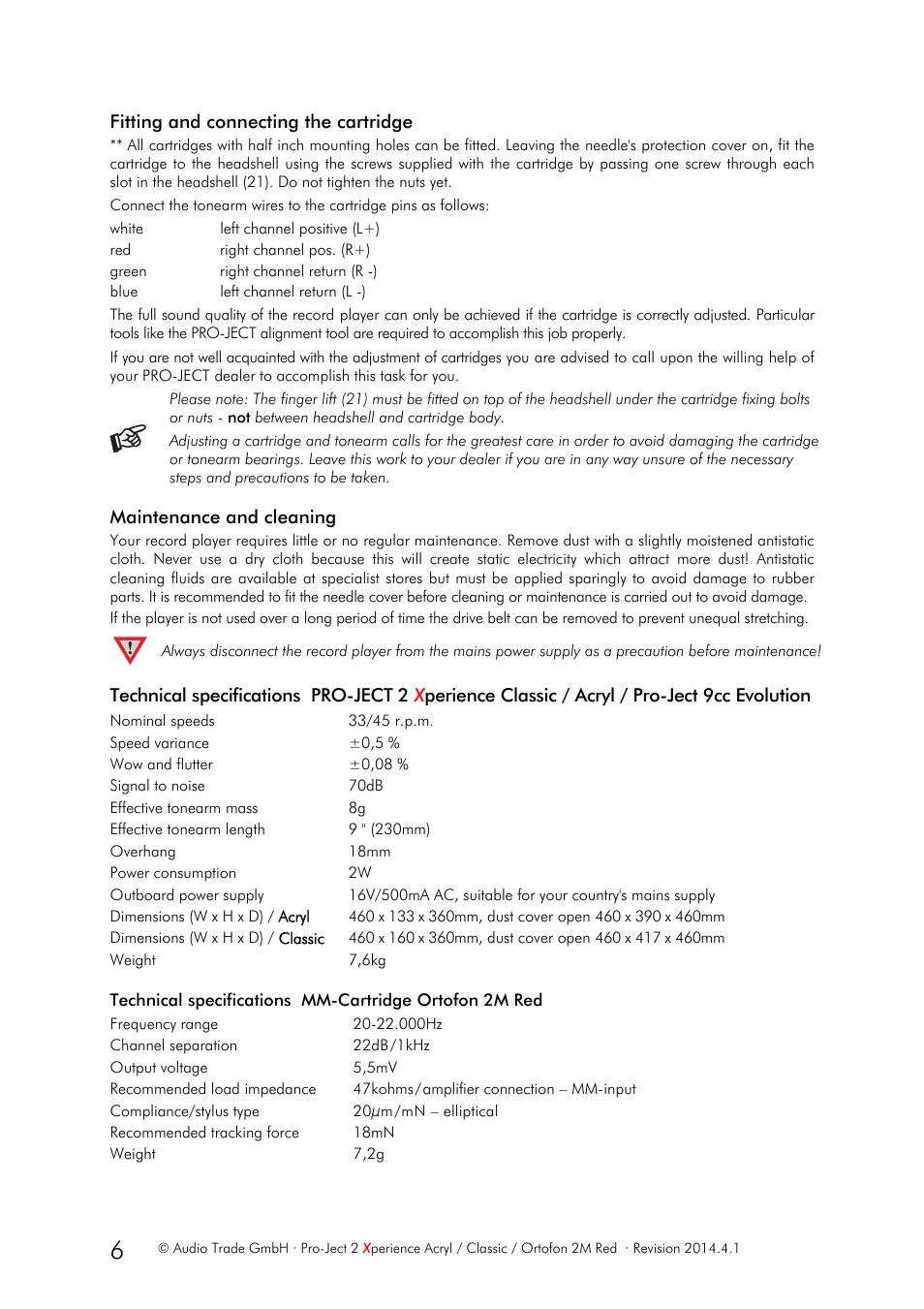 Pro-Ject Audio Systems Pro-Ject 2Xperience Classic User Manual | Page 6 / 8