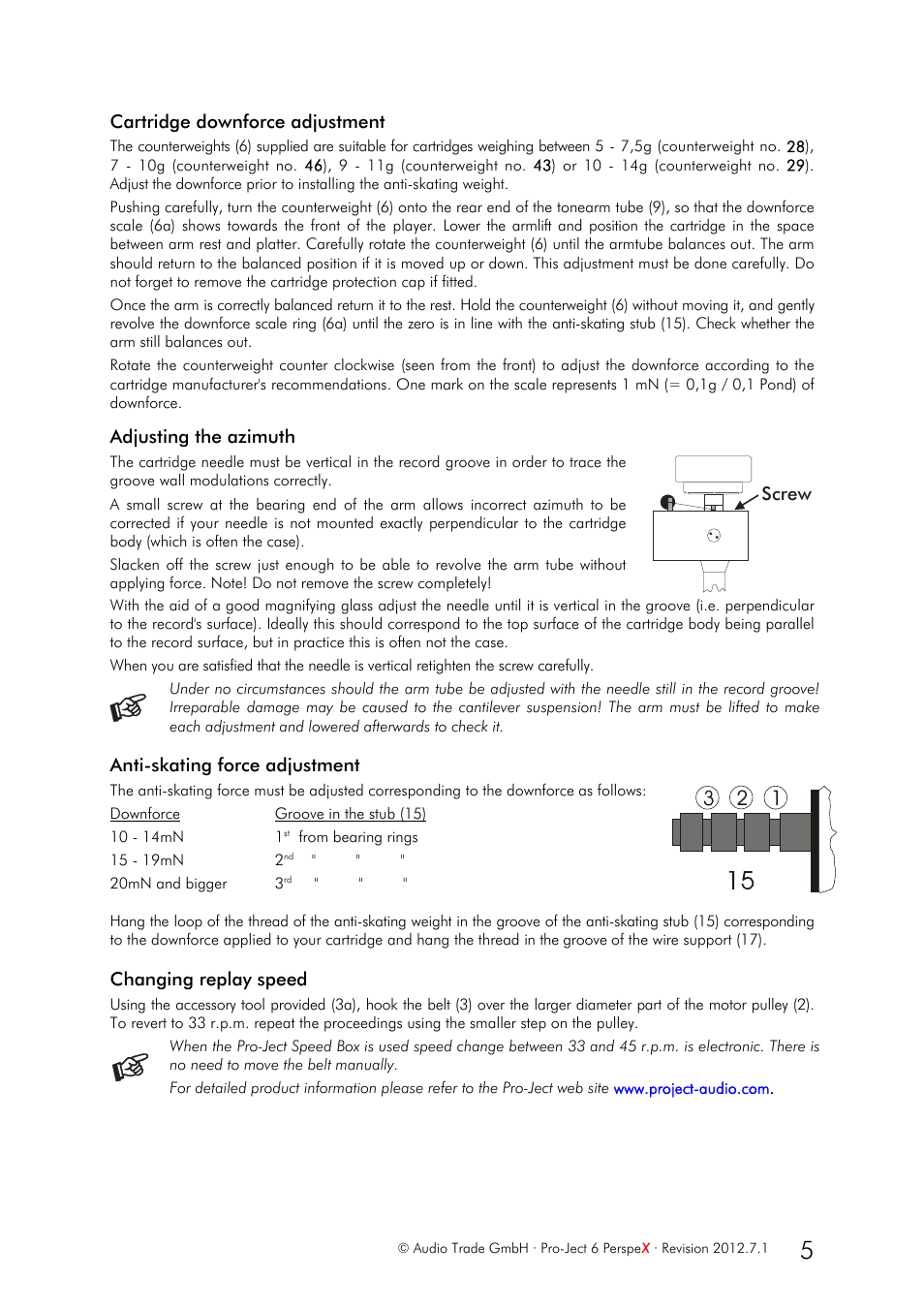 Pro-Ject Audio Systems Pro-Ject 6PerspeX User Manual | Page 5 / 8