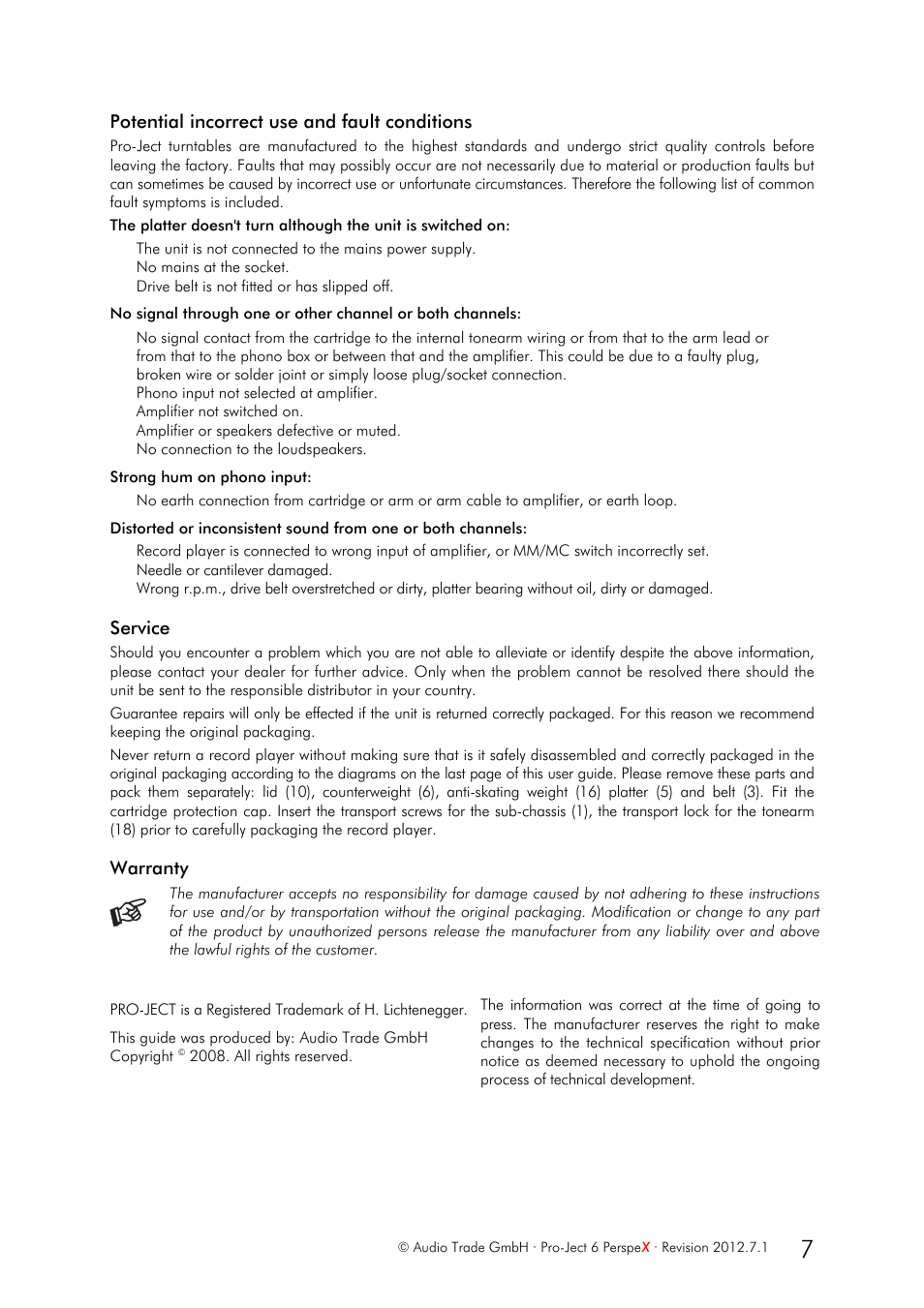 Pro-Ject Audio Systems Pro-Ject 6PerspeX User Manual | Page 7 / 8