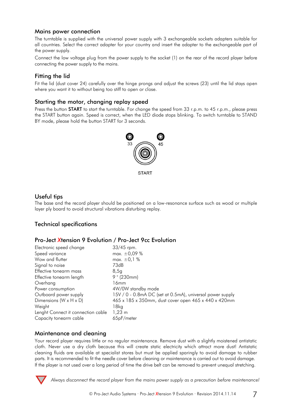 Pro-Ject Audio Systems Pro-Ject Xtension 9 Evolution User Manual | Page 7 / 9