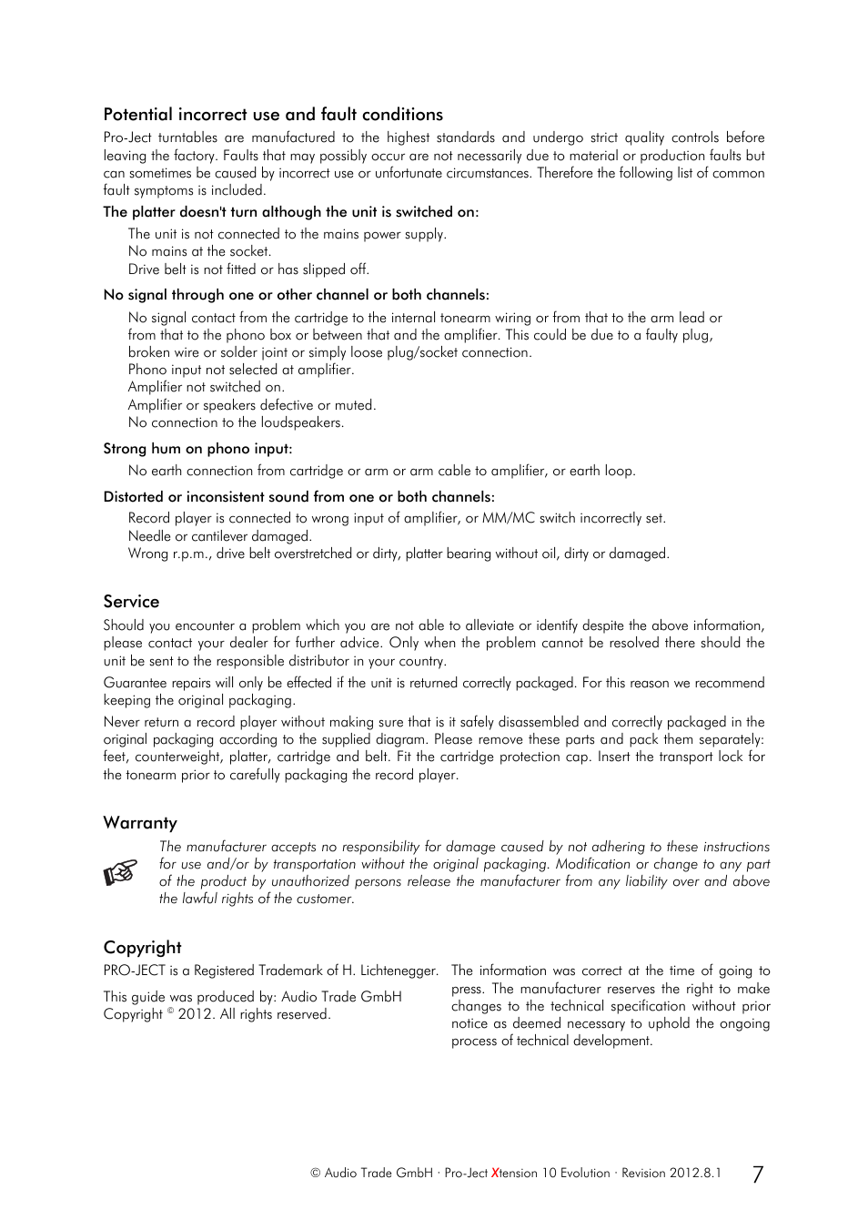 Pro-Ject Audio Systems Pro-Ject Xtension 10 Evolution User Manual | Page 7 / 7