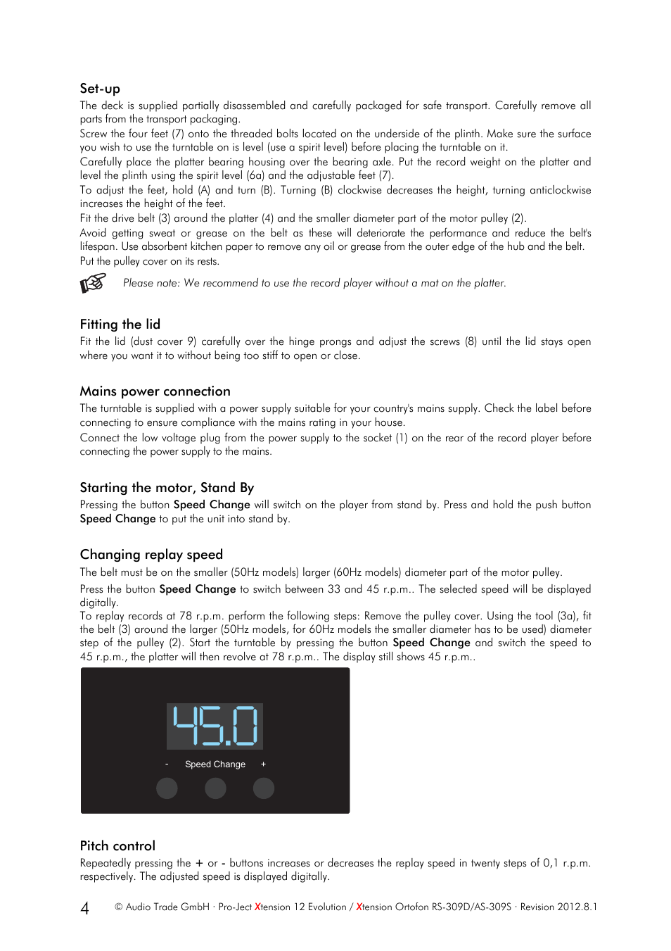 Pro-Ject Audio Systems Pro-Ject Xtension 12 Evolution User Manual | Page 4 / 10