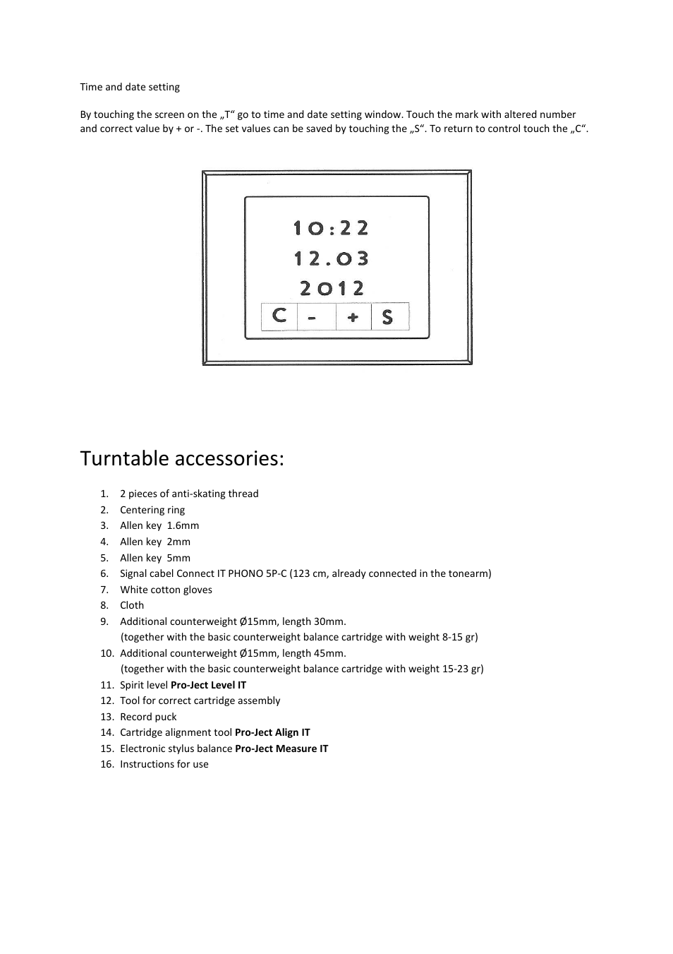 Turntable accessories | Pro-Ject Audio Systems Pro-Ject Signature 12 User Manual | Page 20 / 23