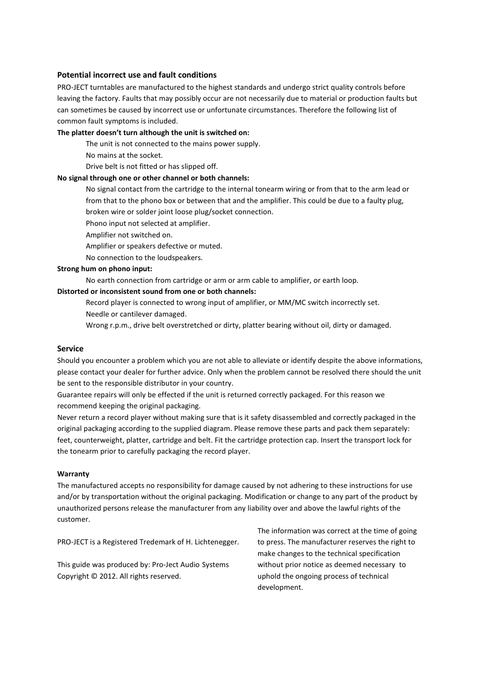Pro-Ject Audio Systems Pro-Ject Signature 12 User Manual | Page 21 / 23