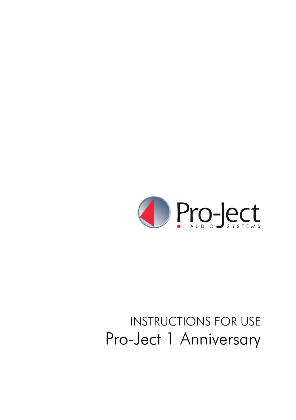 Pro-Ject Audio Systems Pro-Ject 1Anniversary User Manual | 8 pages