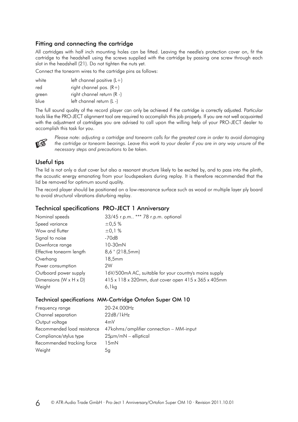 Pro-Ject Audio Systems Pro-Ject 1Anniversary User Manual | Page 6 / 8