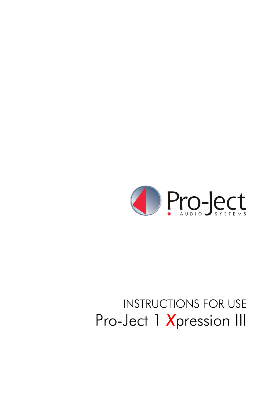 Pro-Ject Audio Systems Pro-Ject 1Xpression III User Manual | 8 pages