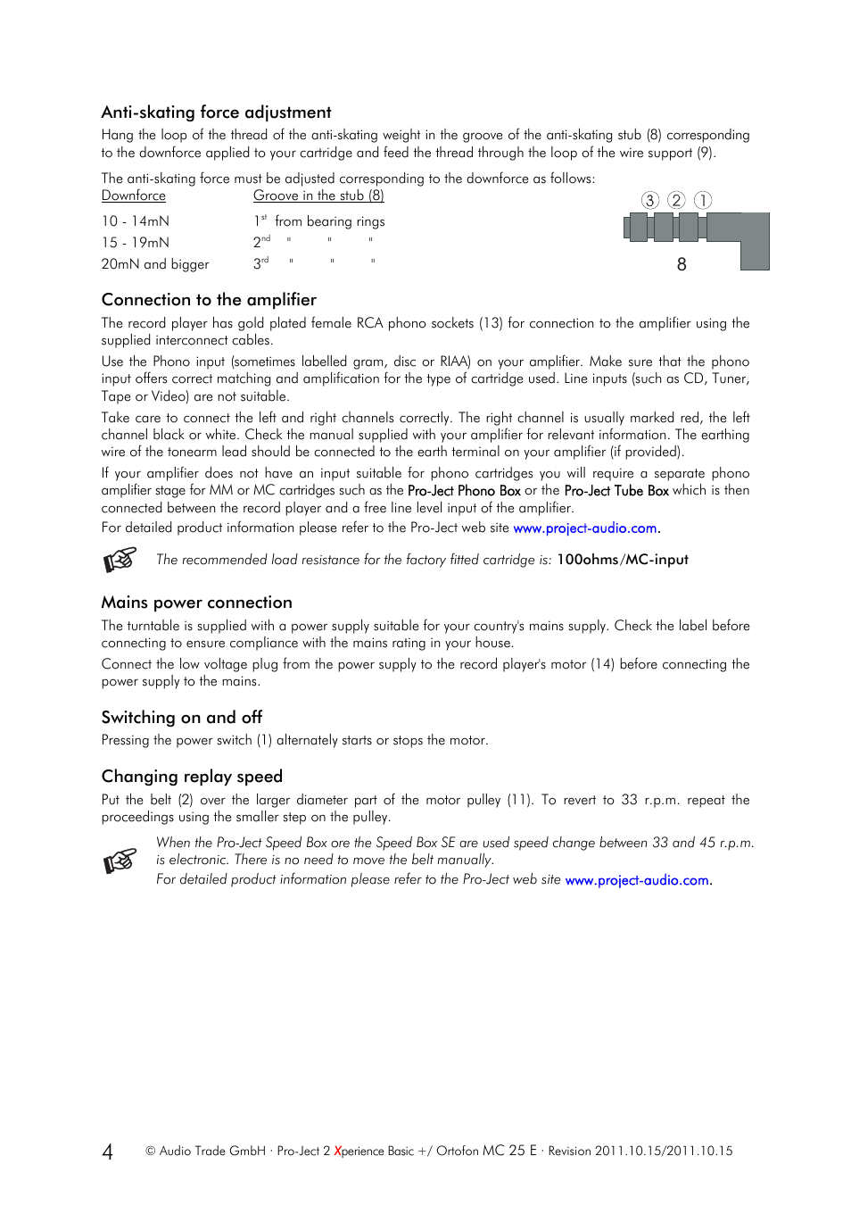 Pro-Ject Audio Systems Pro-Ject 2Xperience Basic+ ACRYL User Manual | Page 4 / 7