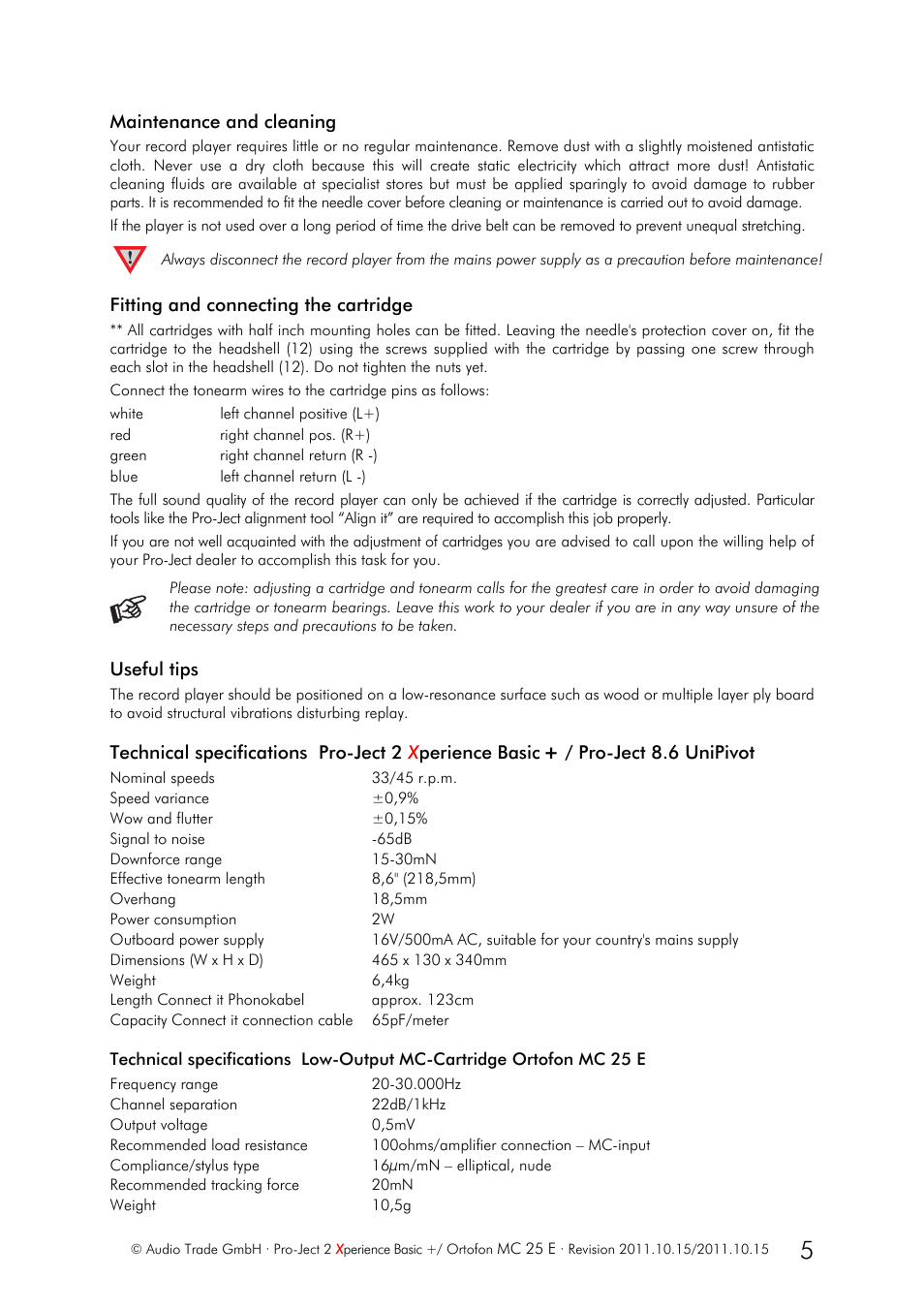 Pro-Ject Audio Systems Pro-Ject 2Xperience Basic+ ACRYL User Manual | Page 5 / 7