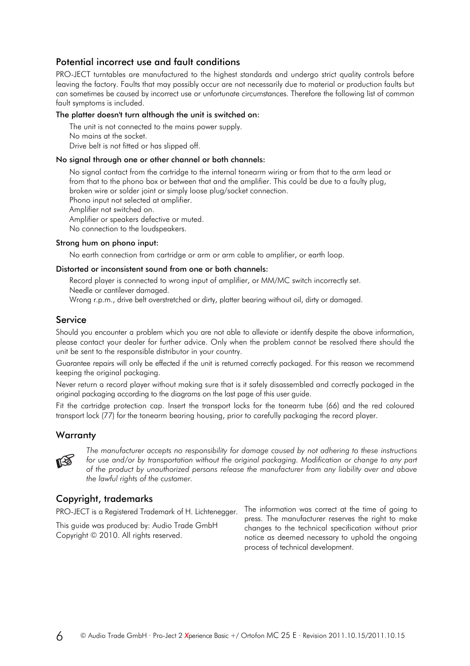 Pro-Ject Audio Systems Pro-Ject 2Xperience Basic+ ACRYL User Manual | Page 6 / 7