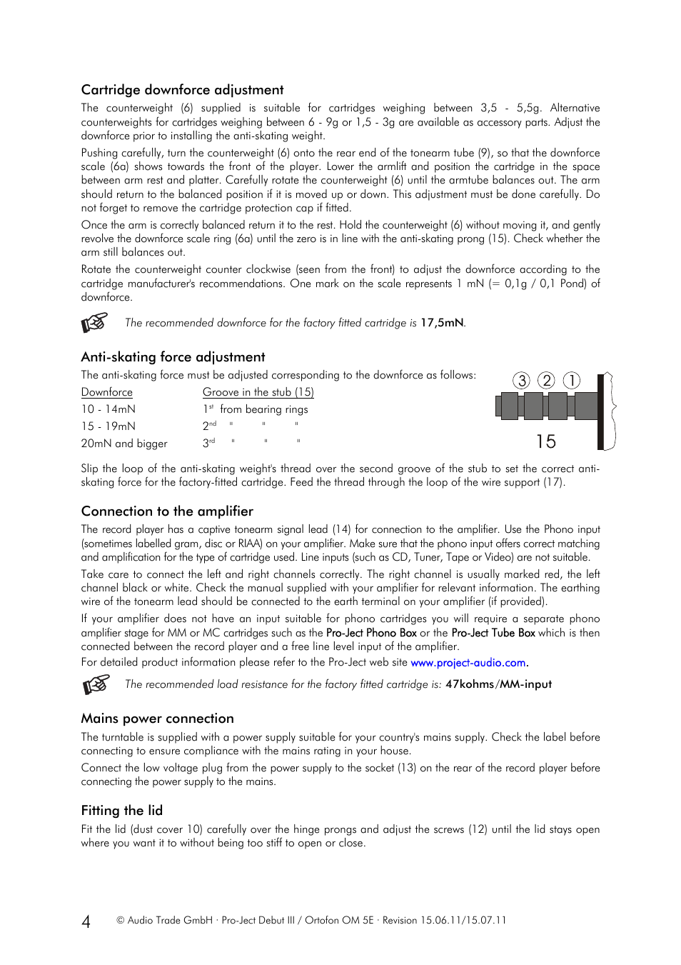 Pro-Ject Audio Systems Pro-Ject Debut III User Manual | Page 4 / 7