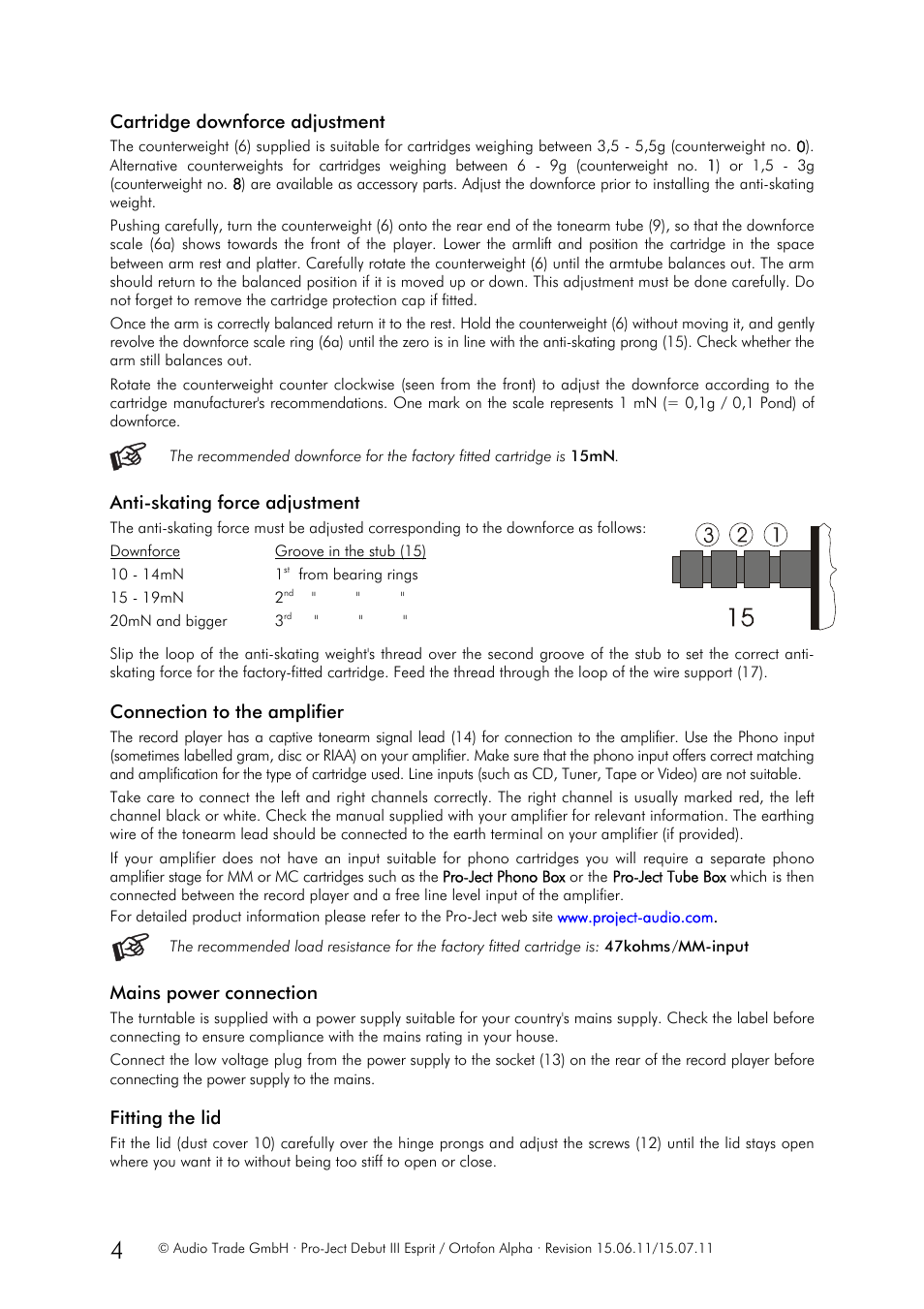 Pro-Ject Audio Systems Pro-Ject Debut III Esprit User Manual | Page 4 / 7