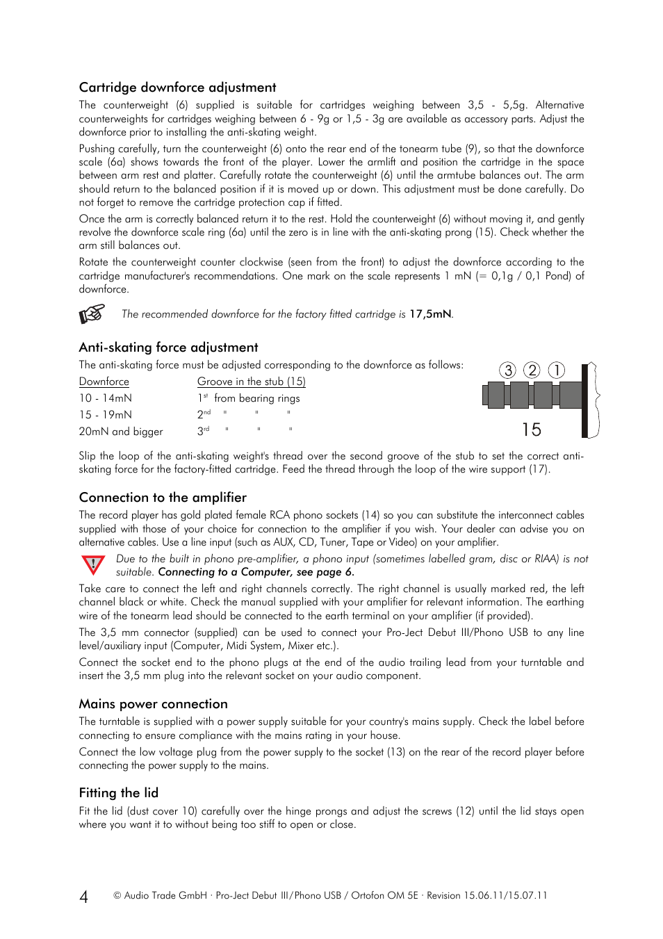 Pro-Ject Audio Systems Pro-Ject Debut III/Phono USB User Manual | Page 4 / 10