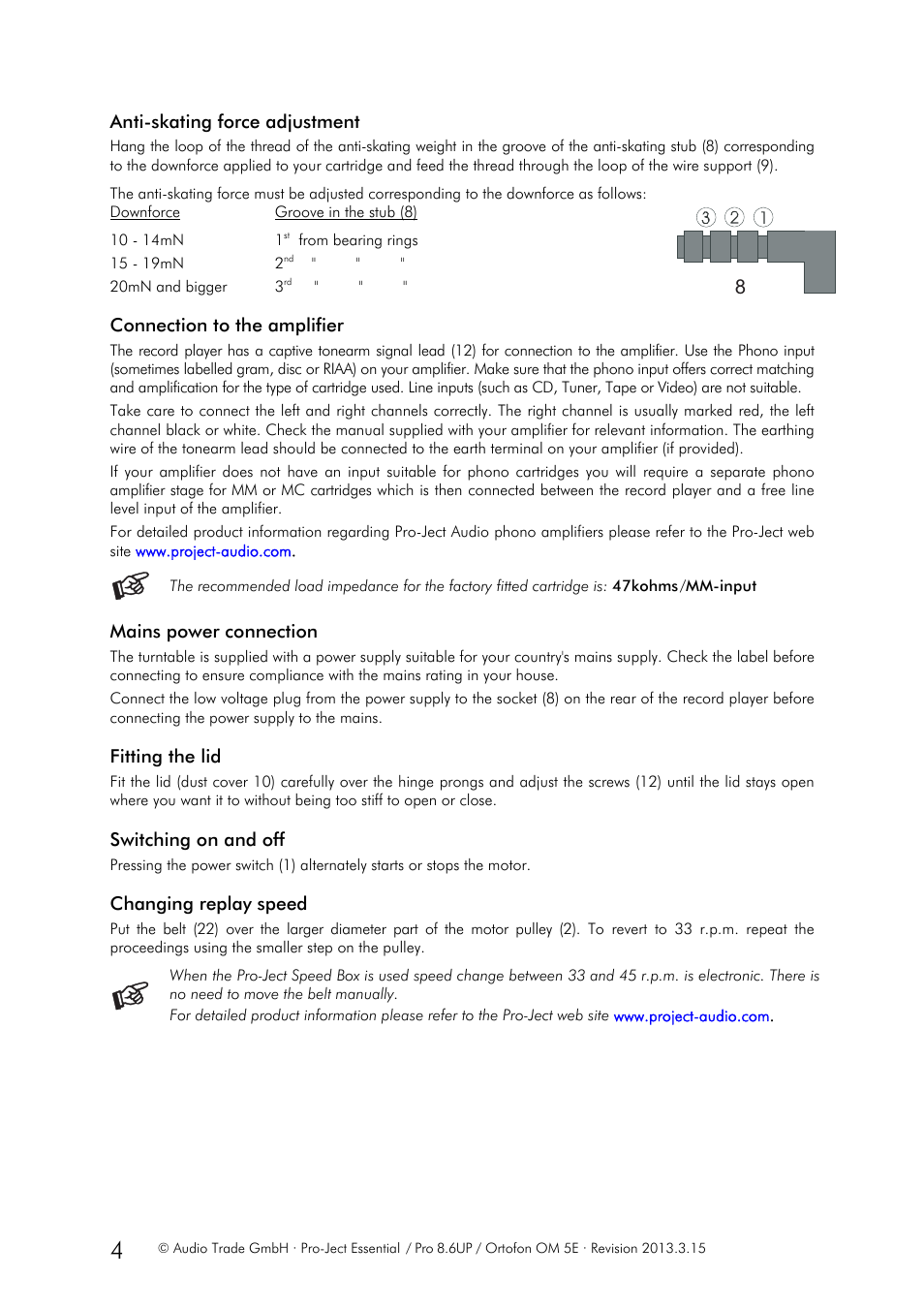 Pro-Ject Audio Systems Pro-Ject Essential User Manual | Page 4 / 7