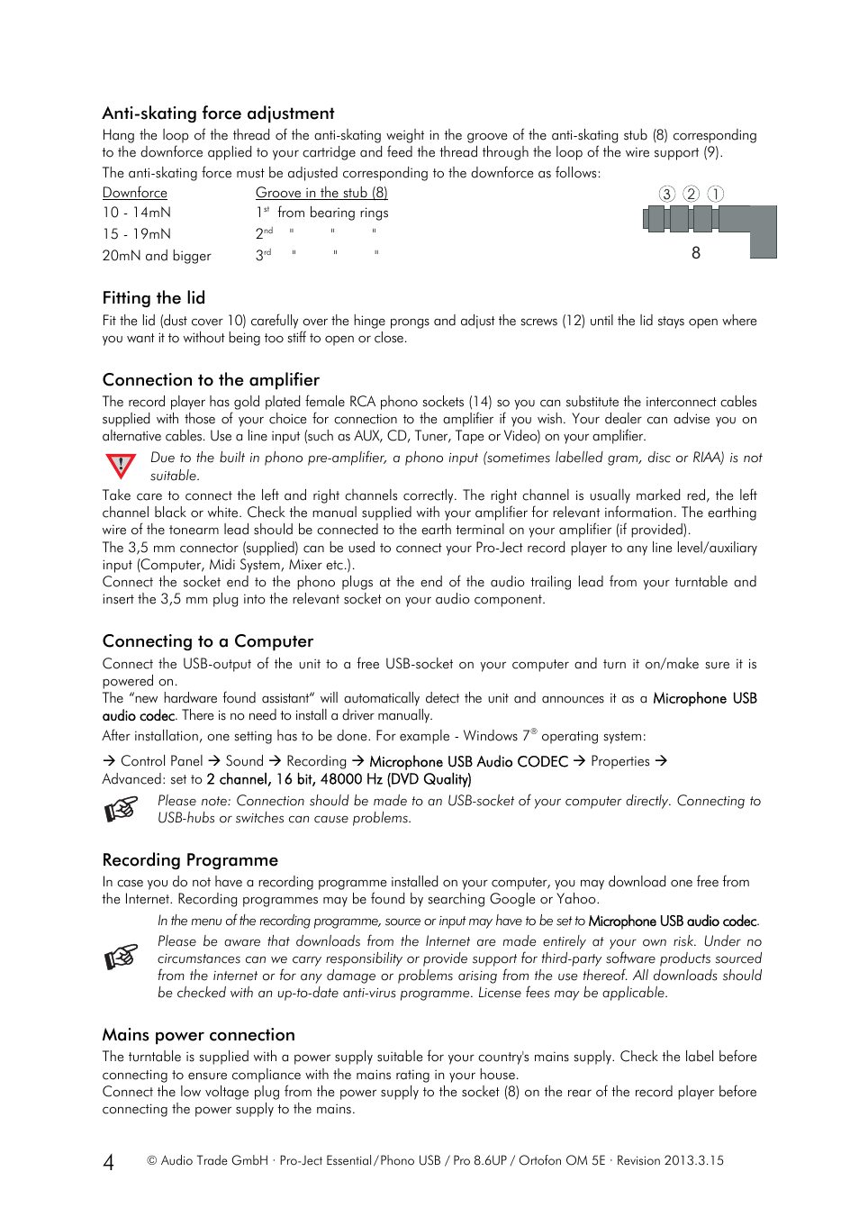 Pro-Ject Audio Systems Pro-Ject Essential Phono USB User Manual | Page 4 / 8