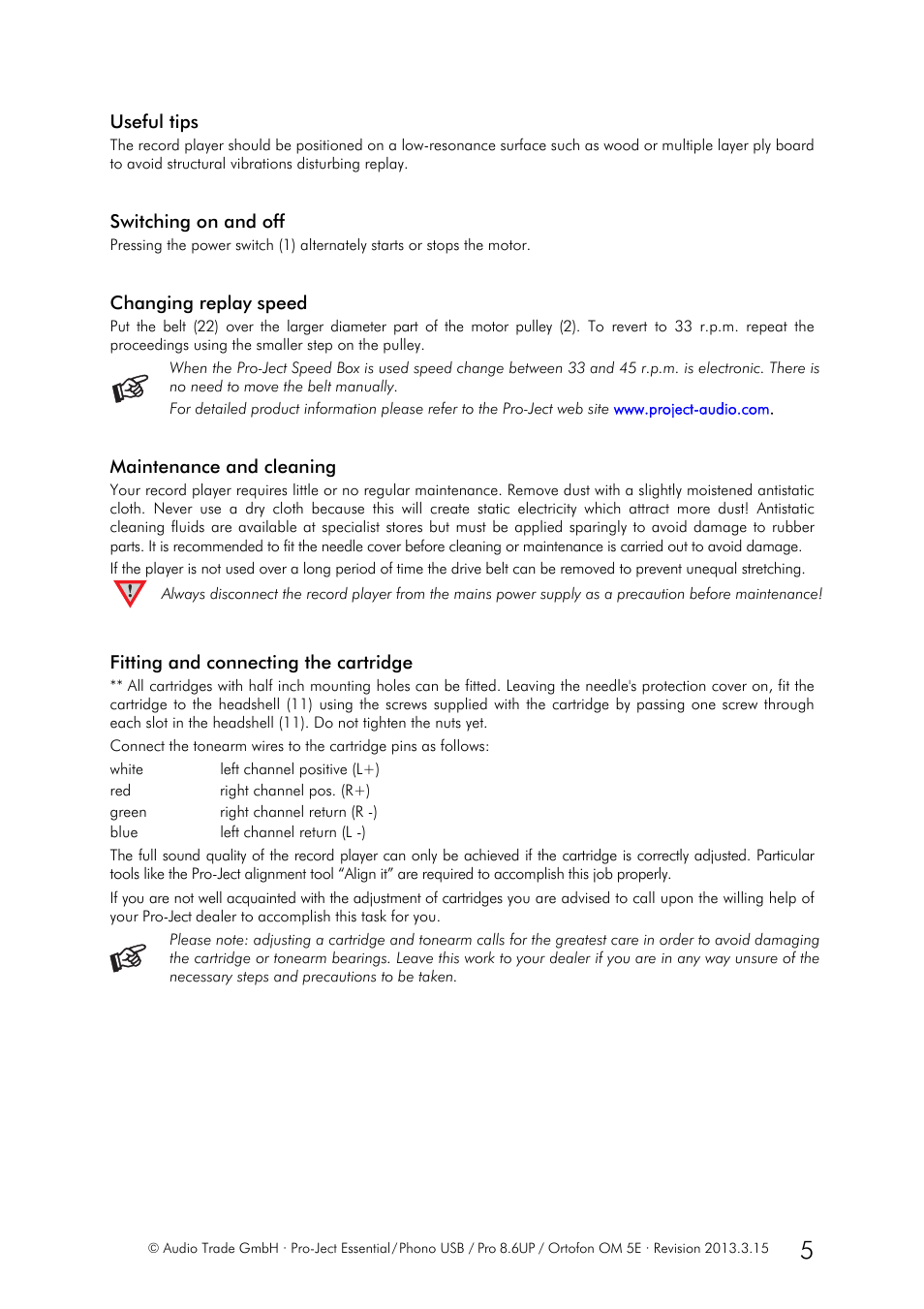 Pro-Ject Audio Systems Pro-Ject Essential Phono USB User Manual | Page 5 / 8