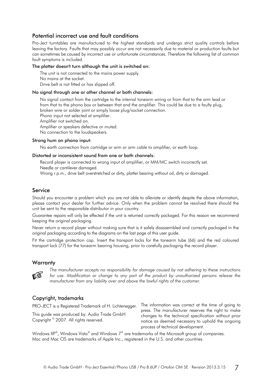 Pro-Ject Audio Systems Pro-Ject Essential Phono USB User Manual | Page 7 / 8