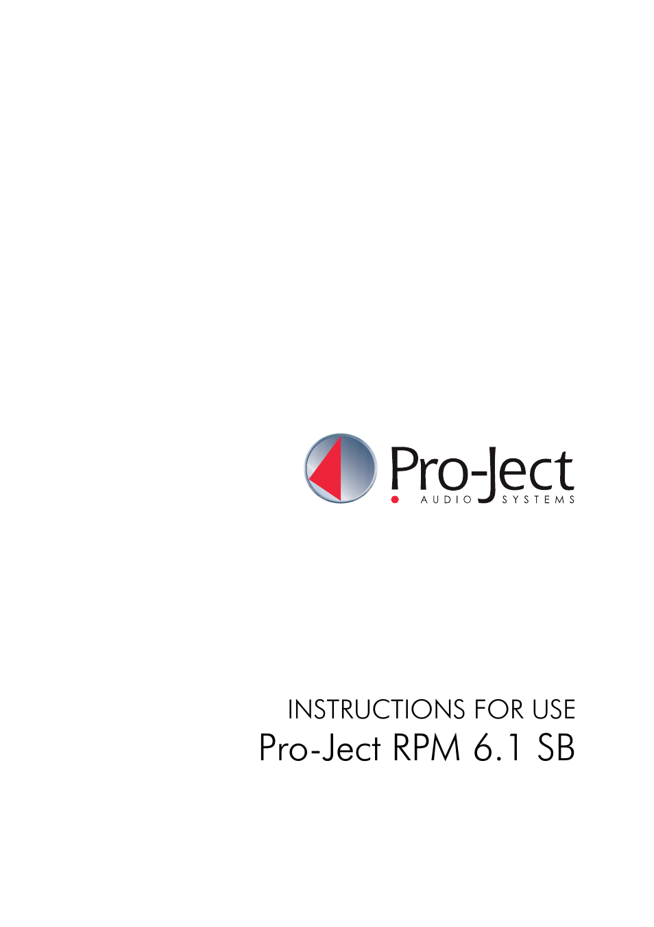 Pro-Ject Audio Systems Pro-Ject RPM 6.1 SB User Manual | 8 pages