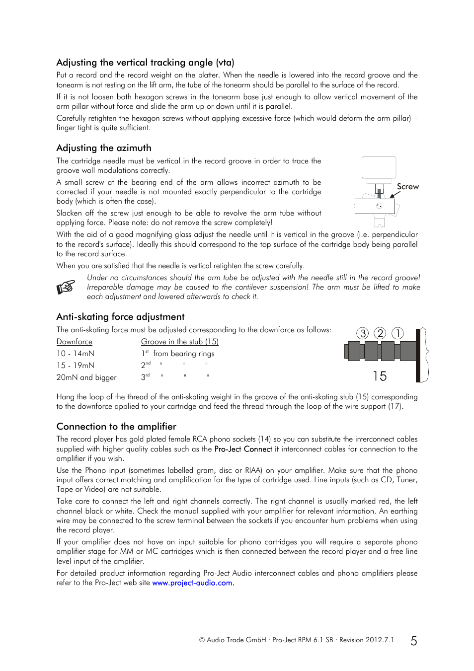 Pro-Ject Audio Systems Pro-Ject RPM 6.1 SB User Manual | Page 5 / 8