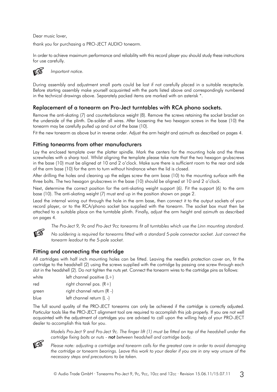 Pro-Ject Audio Systems Pro-Ject 9cc User Manual | Page 3 / 5