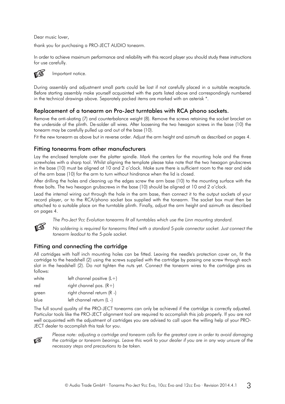 Pro-Ject Audio Systems Pro-Ject 9cc Evolution User Manual | Page 3 / 5