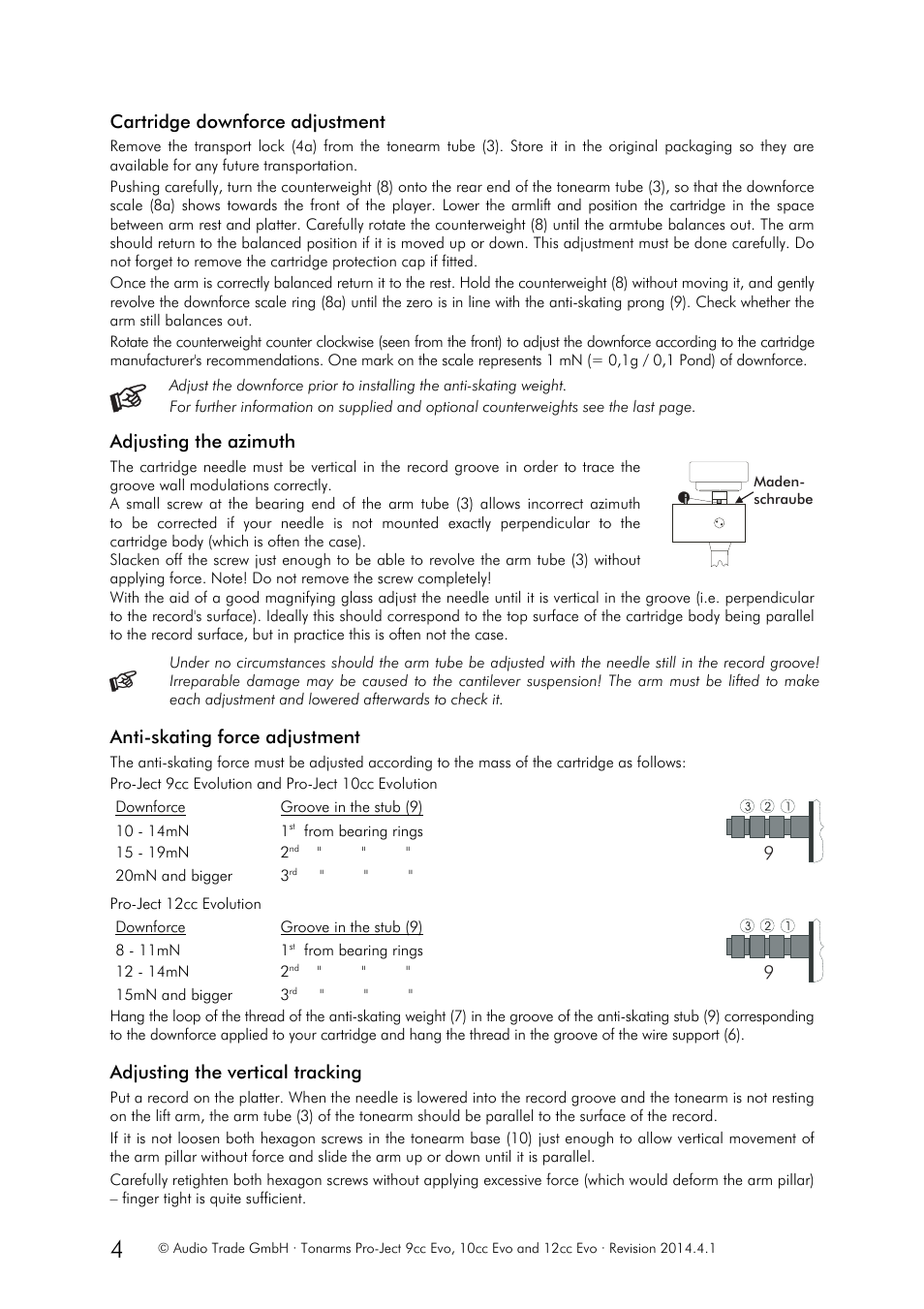 Pro-Ject Audio Systems Pro-Ject 9cc Evolution User Manual | Page 4 / 5