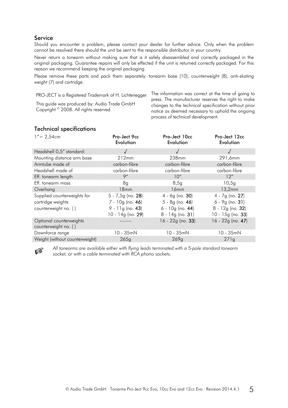 Pro-Ject Audio Systems Pro-Ject 9cc Evolution User Manual | Page 5 / 5