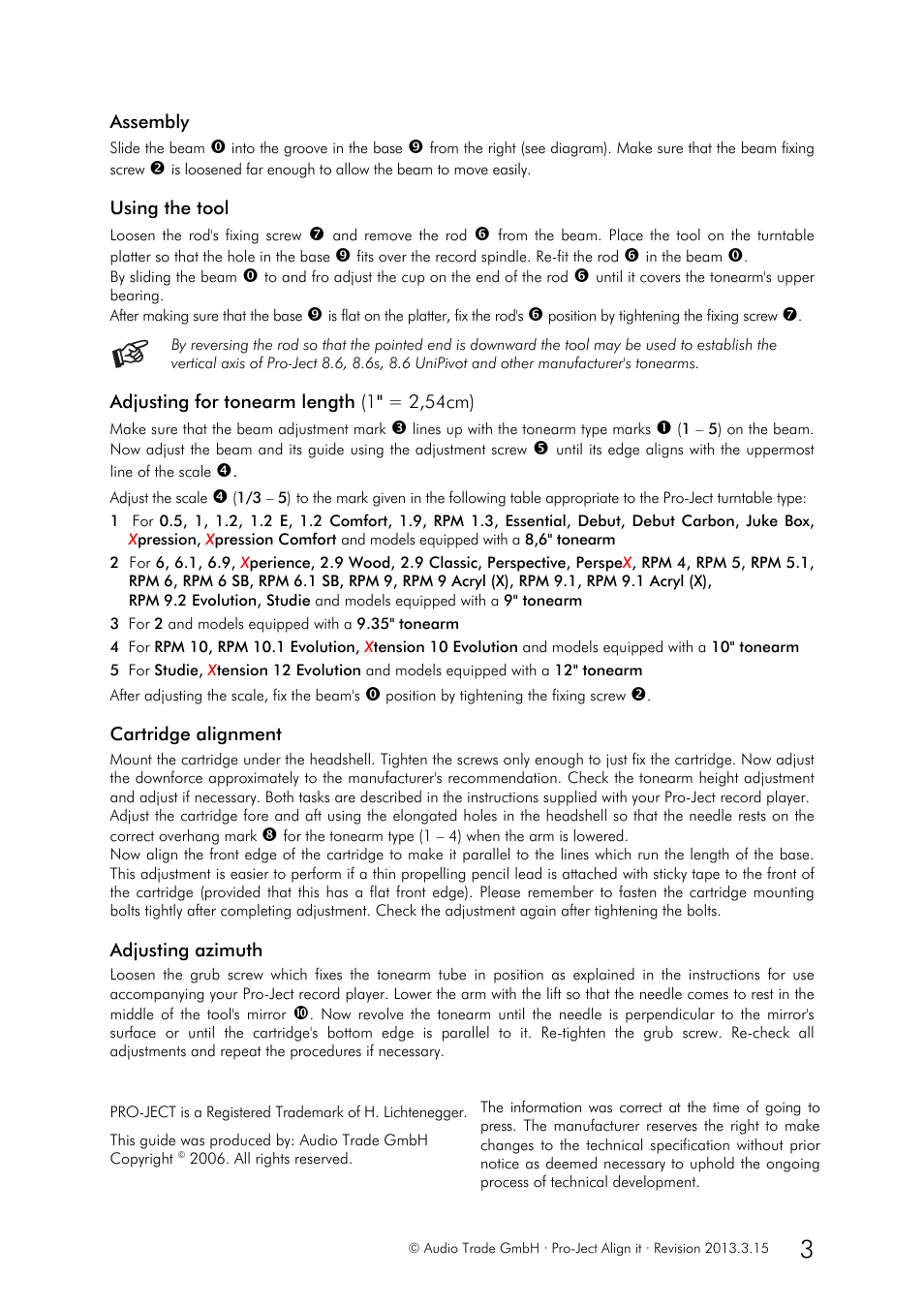 Pro-Ject Audio Systems Pro-Ject Align it User Manual | Page 3 / 3