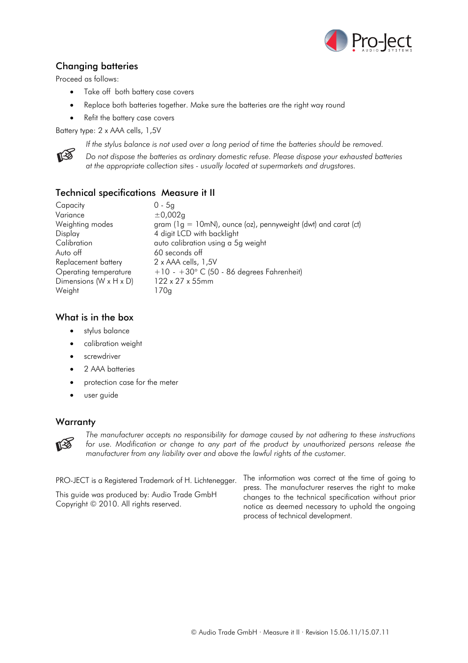 Pro-Ject Audio Systems Pro-Ject Measure it II User Manual | Page 2 / 2