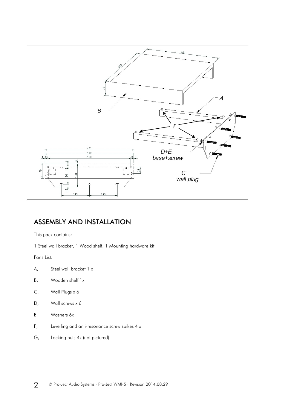 Assembly and installation | Pro-Ject Audio Systems Pro-Ject Wallmount it 5 (WMI) User Manual | Page 2 / 3