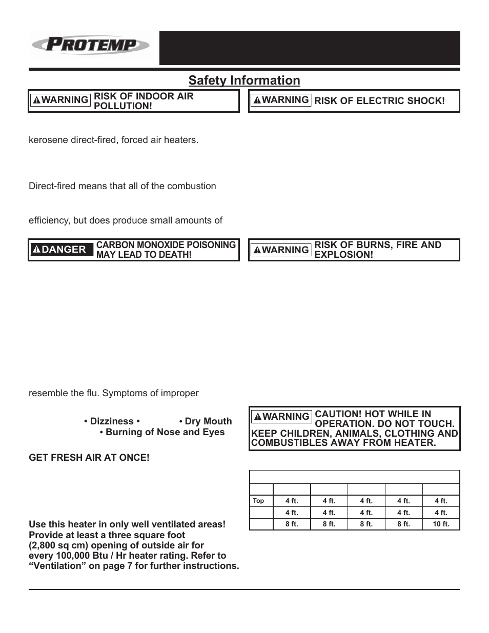 6dihw\,qirupdwlrq | ProTemp PT-215T-KFA User Manual | Page 3 / 16
