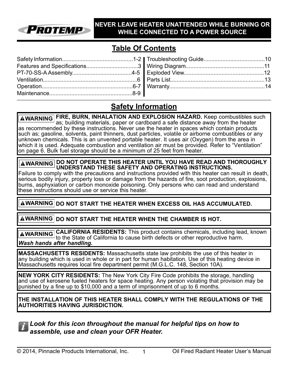 ProTemp PT-70-SS User Manual | Page 2 / 16