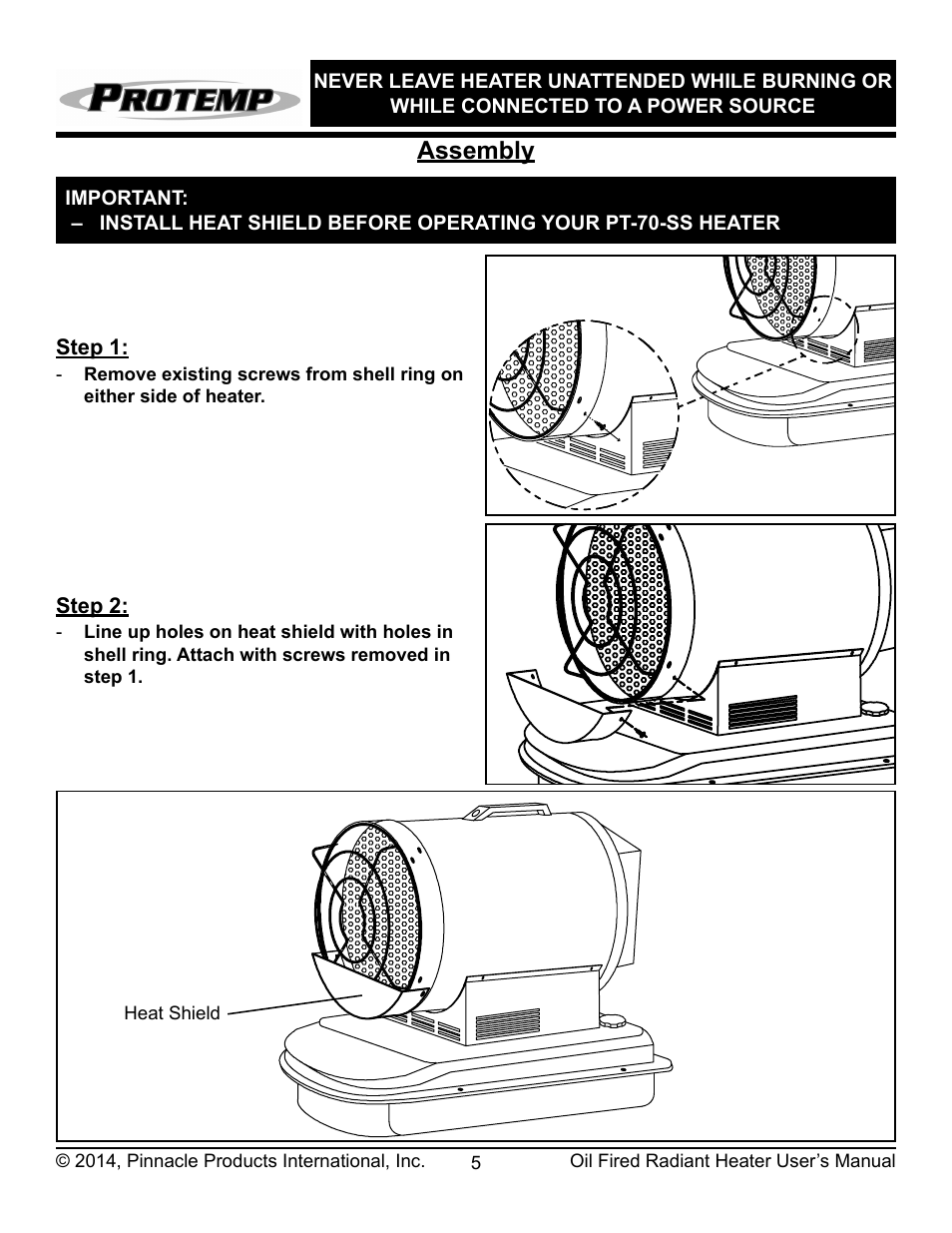 Assembly | ProTemp PT-70-SS User Manual | Page 6 / 16