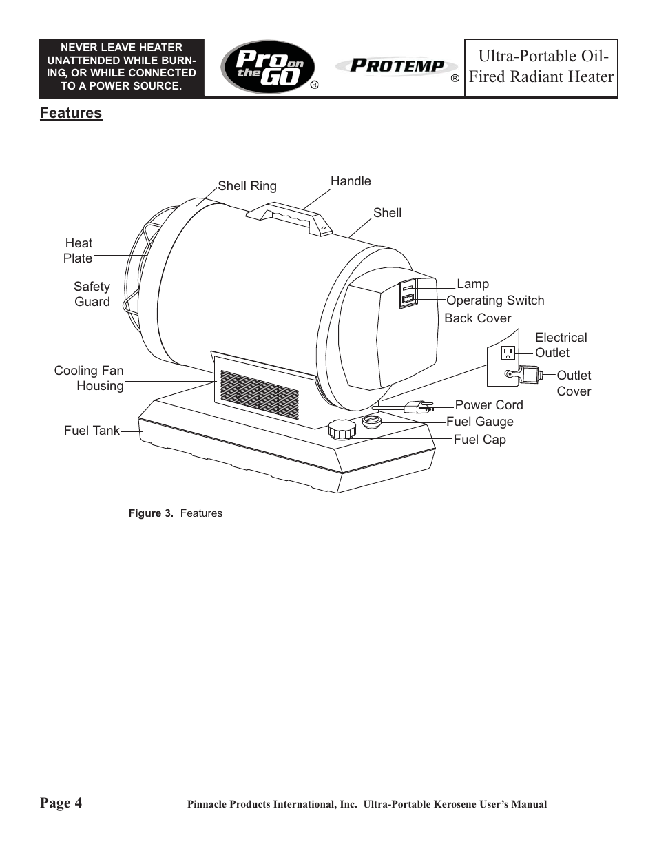 Ultra-portable oil- fired radiant heater | ProTemp PT-70-SS User Manual | Page 4 / 12