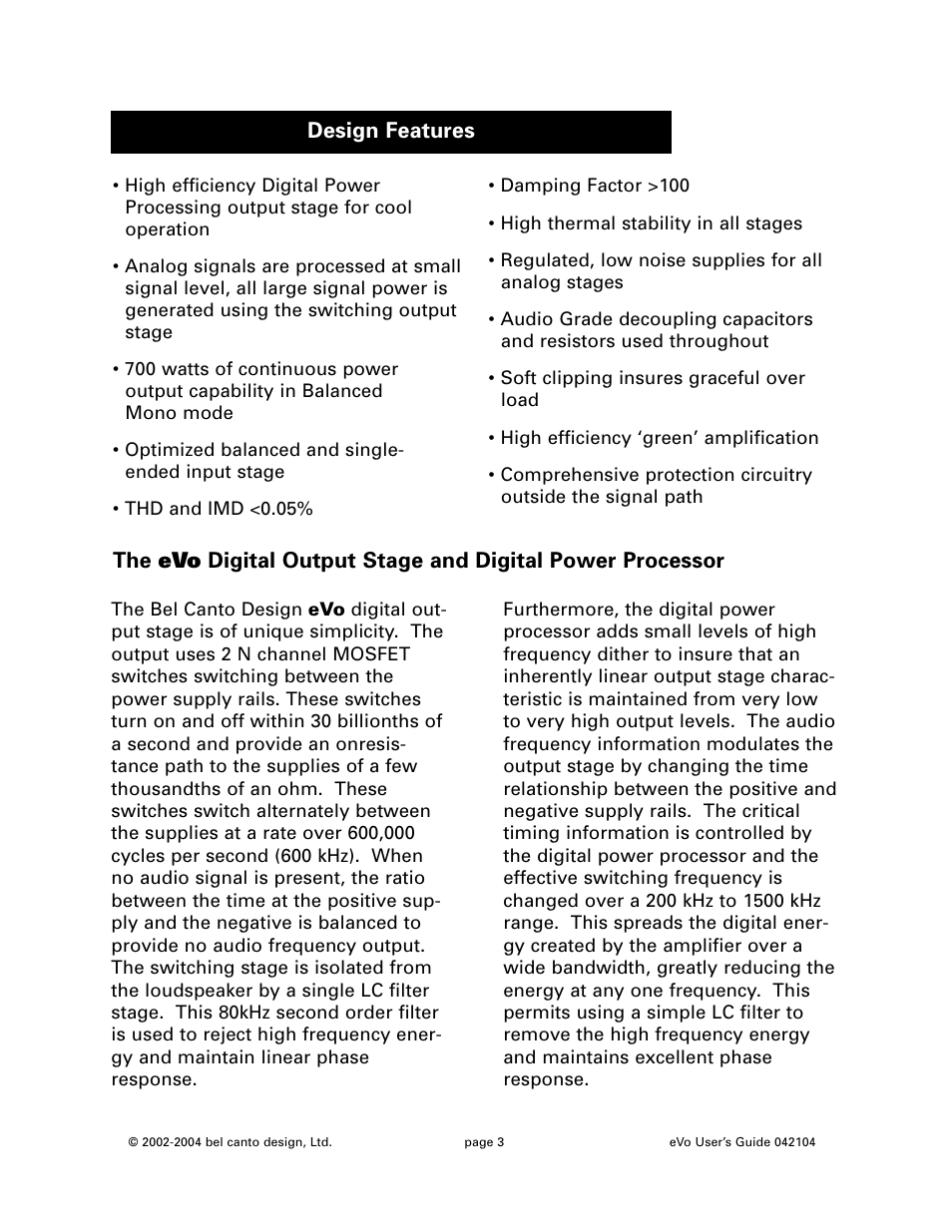 Bel Canto Design eVo6 User Manual | Page 3 / 10